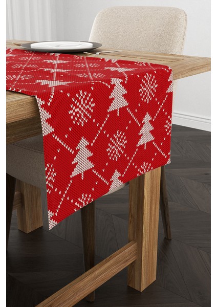 Kırmızı Yılbaşı Temalı Dijital Baskılı Runner CGH222-RN