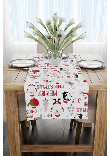 Kırmızı Gri Yılbaşı Temalı Dijital Baskılı Runner CGH798-RN fiyatları