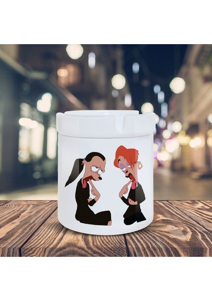 Çılgın Kızlar Küllük Illüstrasyon Baskılı Kül Tablası K-24