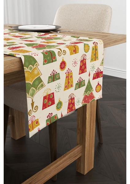 Kırmızı Yeşil Yılbaşı Temalı Dijital Baskılı Runner CGH844-RN fiyatları