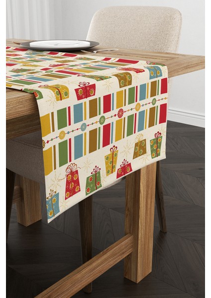 Kırmızı Yeşil Yılbaşı Temalı Dijital Baskılı Runner CGH847-RN