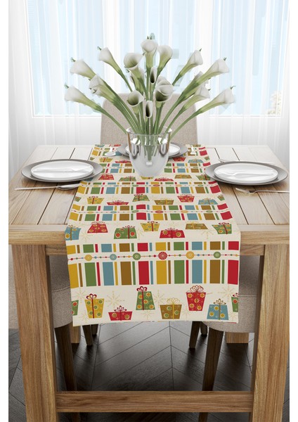 Kırmızı Yeşil Yılbaşı Temalı Dijital Baskılı Runner CGH847-RN fiyatları