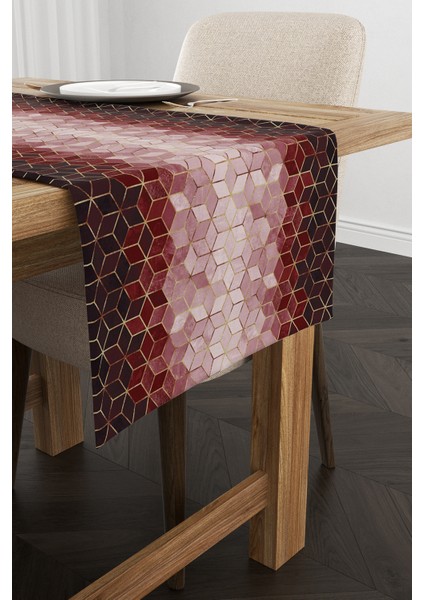 Kırmızı Altın Mozaik Desenli Dijital Baskılı Runner CGH926-RN fiyatları