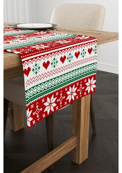 Kırmızı Yeşil Yılbaşı Temalı Dijital Baskılı Runner CGH226-RN fiyatları