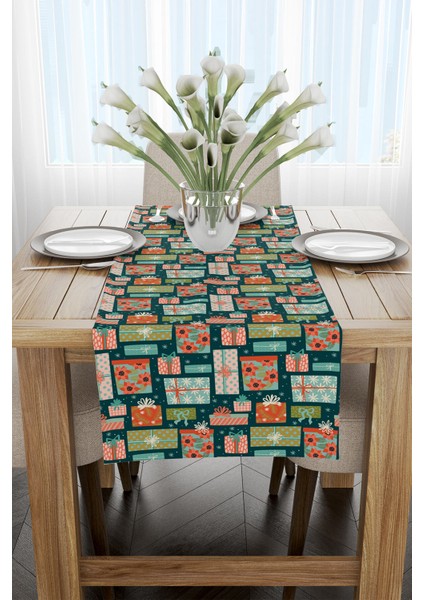 Yeşil Turuncu Yılbaşı Temalı Dijital Baskılı Runner CGH292-RN fiyatları