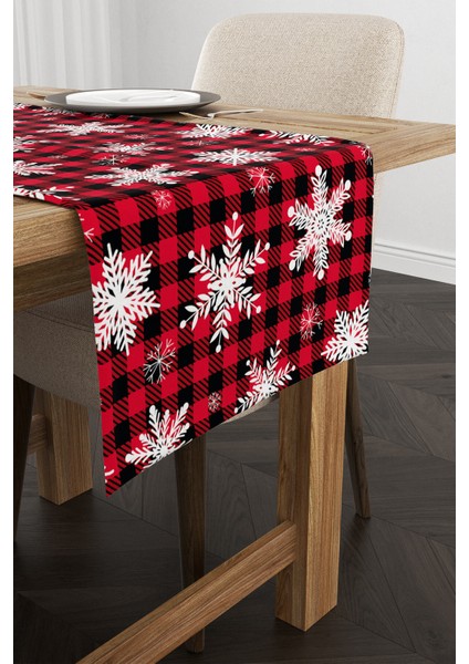 Kırmızı Siyah Yılbaşı Temalı Dijital Baskılı Runner CGH302-RN