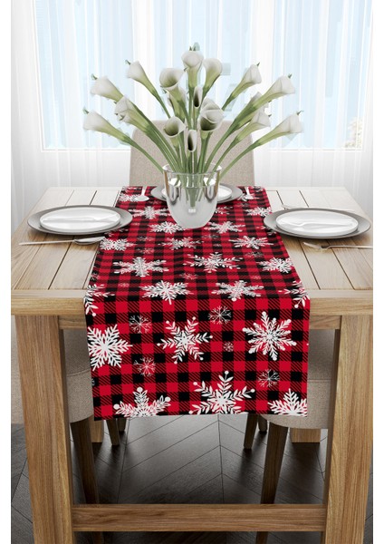 Kırmızı Siyah Yılbaşı Temalı Dijital Baskılı Runner CGH302-RN fiyatları