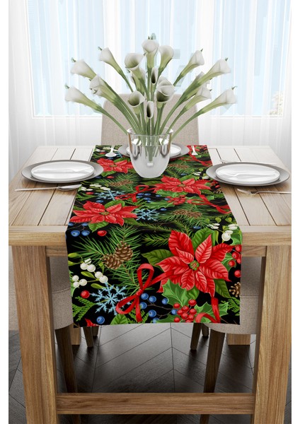 Kırmızı Yeşil Yılbaşı Temalı Dijital Baskılı Runner CGH304-RN fiyatları