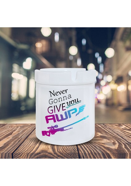 Never Gonna Give You Baskılı Küllük Seramik Kül TABLASI-09045