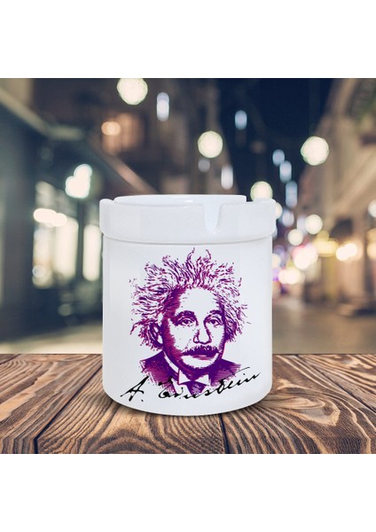 Albert Einstein Silüeti Baskılı Küllük Seramik Kül TABLASI-60091