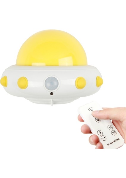 Ufo Uzaktan Kumanda Akıllı Sensör USB Şarj LED Gece Lambası Sarı (Yurt Dışından)