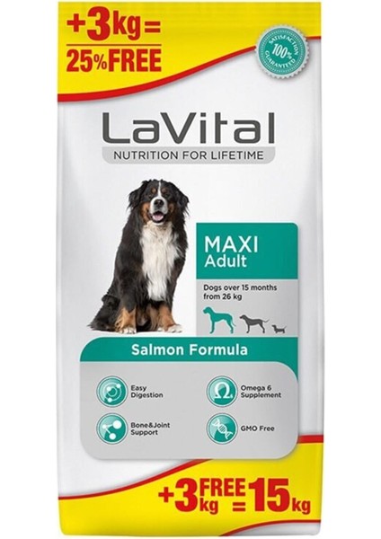 Lavital Büyük Irk Somonlu Yetişkin Köpek Maması 12+3 kg