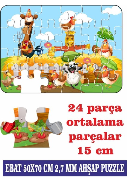 Sevimli Çiftlik Hayvanları Dev Parçalı Eğlenceli Puzzle 50X70 cm Puzzle