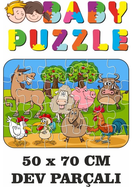 Sevimli Çiftlik Hayvanları Dev Parçalı Eğlenceli Puzzle 50X70 cm Puzzle