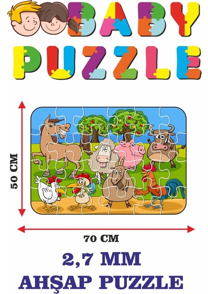 Sevimli Çiftlik Hayvanları Dev Parçalı Eğlenceli Puzzle 50X70 cm Puzzle