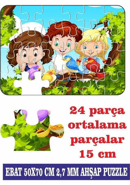 Sevimli Kuşlar ve Biz Dev Parçalı Eğlenceli Puzzle 50X70 cm Puzzle