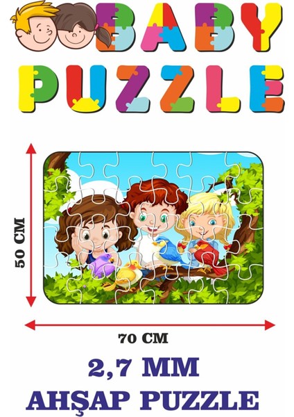 Sevimli Kuşlar ve Biz Dev Parçalı Eğlenceli Puzzle 50X70 cm Puzzle