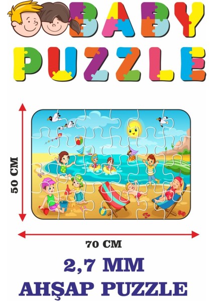 Tatil, Deniz ve Oyun Zamanı Dev Parçalı Eğlenceli Puzzle 50X70 cm Puzzle