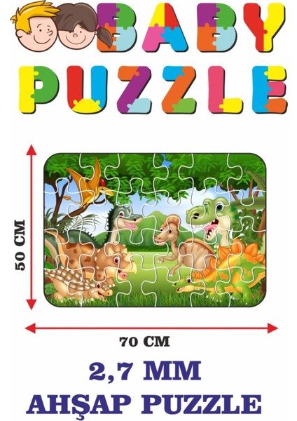 Sevimli Dinazorlar Dev Parçalı Eğlenceli Puzzle 50X70 cm Puzzle