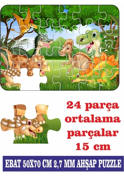 Sevimli Dinazorlar Dev Parçalı Eğlenceli Puzzle 50X70 cm Puzzle
