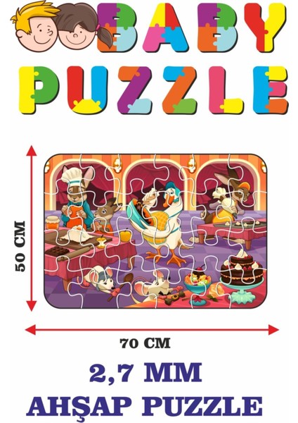 Aşçı Hayvanlar Mutfakta Dev Parçalı Eğlenceli Puzzle 50X70 cm Puzzle fiyatları