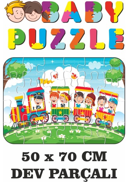 Tren Yolculuğu Dev Parçalı Eğlenceli Puzzle 50X70 cm Puzzle