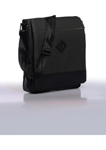 Unisex 11" Dikey Postacı Çapraz Askılı Omuz Çantası - Siyah