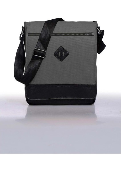 Unisex 11" Dikey Postacı Çapraz Askılı Omuz Çantası - Gri