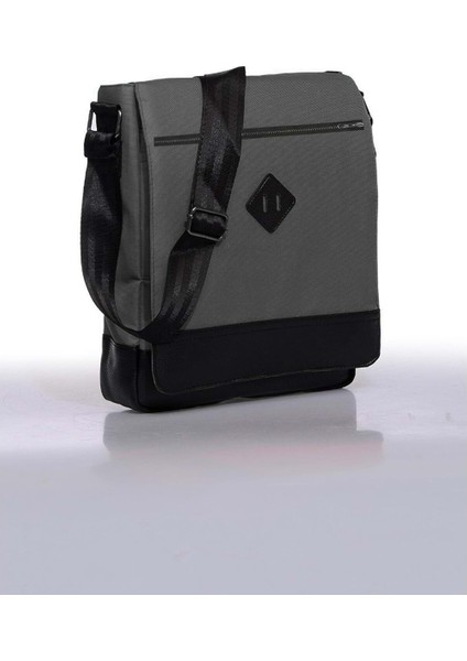 Unisex 11" Dikey Postacı Çapraz Askılı Omuz Çantası - Gri
