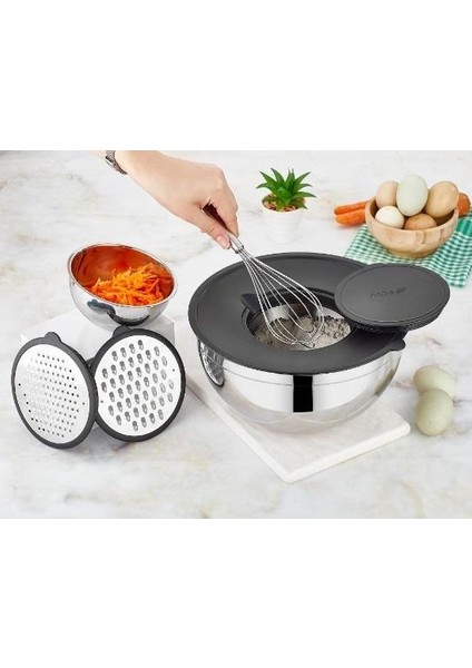 Çelik Rendeli Karıştırma Saklama Kabı