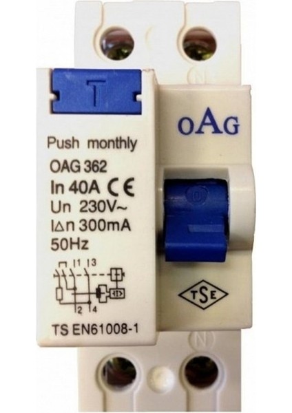 362 2X40 300 Mamp 2 Kutuplu Kaçak Akım Rölesi