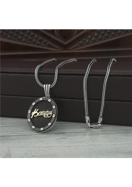 Kemal Atatürk Oval Model Gümüş Erkek Kolye Zincir