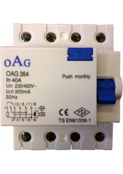 364 4X63 300 Mamp 4 Kutuplu Kaçak Akım Rölesi