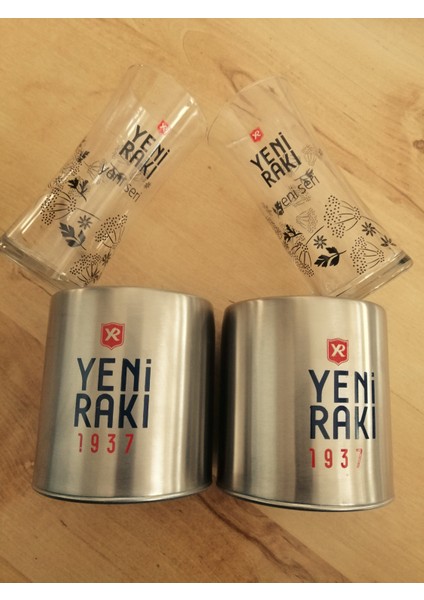 2 Adet Yeni Seri Rakı Bardağı + 2 Adet Metal Ehlikeyf