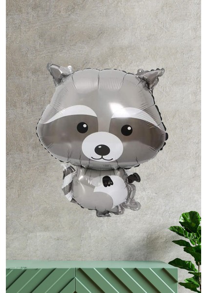 Rakun Şeklinde Folyo Balon Woodland Konsept Doğum Günü Balonları