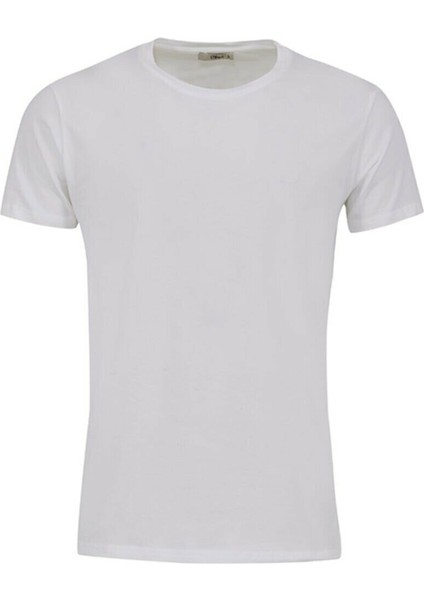 Erkek Basıc Slim Fit Beyaz T-shırt
