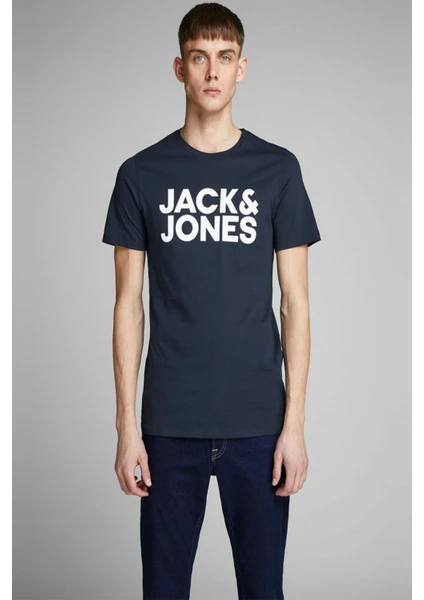 Jack & Jones Erkek Lacivert Spor T-Shirt-12151955