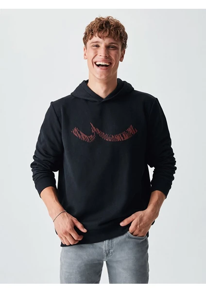 Rıgoma Erkek Kapüşonlu Baskılı Sweatshirt