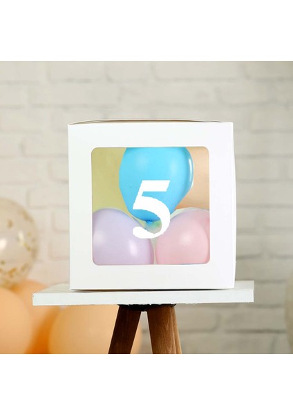 Şeffaf Beyaz Kutu ve Balon Seti 25 x 35 cm 1 Adet Doğum Günü Süsleme