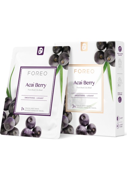 Acai Berry Pürüzsüzleştirici 3'lü Kağıt Maske