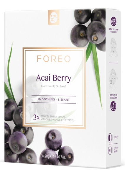 Acai Berry Pürüzsüzleştirici 3'lü Kağıt Maske