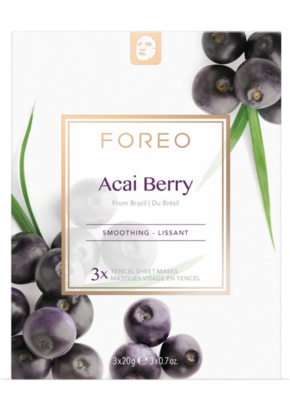 Acai Berry Pürüzsüzleştirici 3'lü Kağıt Maske