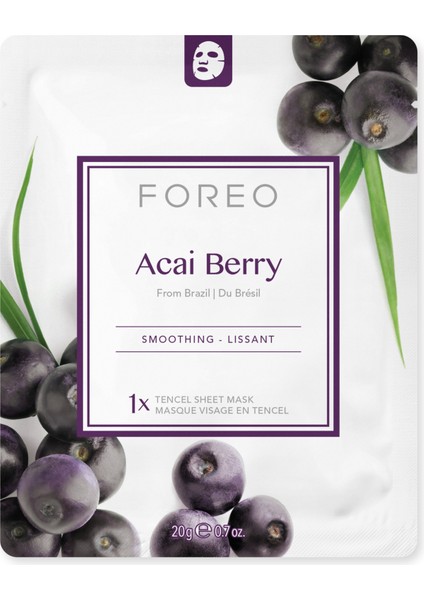 Acai Berry Pürüzsüzleştirici 3'lü Kağıt Maske