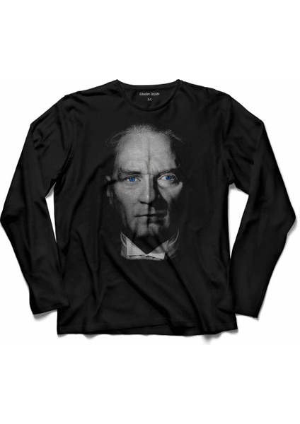 Atatürk Mavi Gözlü Gazi Mustafa Kemal Silüet Uzun Kollu Tişört