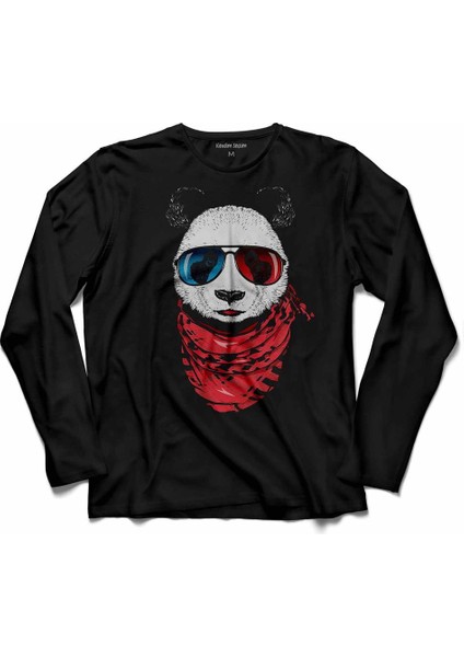 Bear Panda Gözlüklü Ayı Snow Uzun Kollu Tişört