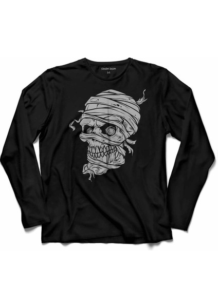 Skull Korsan Kuru Kafa Rock Zafer Işareti Metallıca Uzun Kollu Tişört