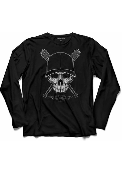 Skull Kuru Kafa Tası Beyzbol Haydar Sopa Uzun Kollu Tişört