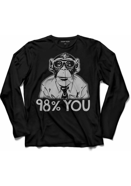 Insan Evrim Şempanze %98 Chımp Evolutıon Dna Uzun Kollu Tişört