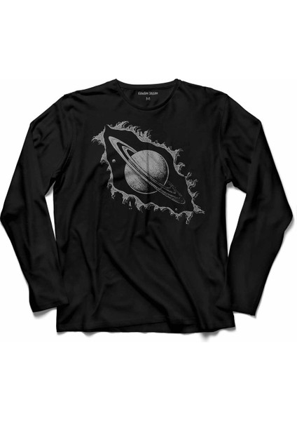 Satürn Halkaları Nasa Uydu Gezegen Uzay Cosmos Uzun Kollu Tişört