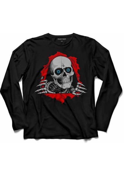 Powell Peralta Skull Kuru Kafa Skeleton Mavi Göz Uzun Kollu Tişört